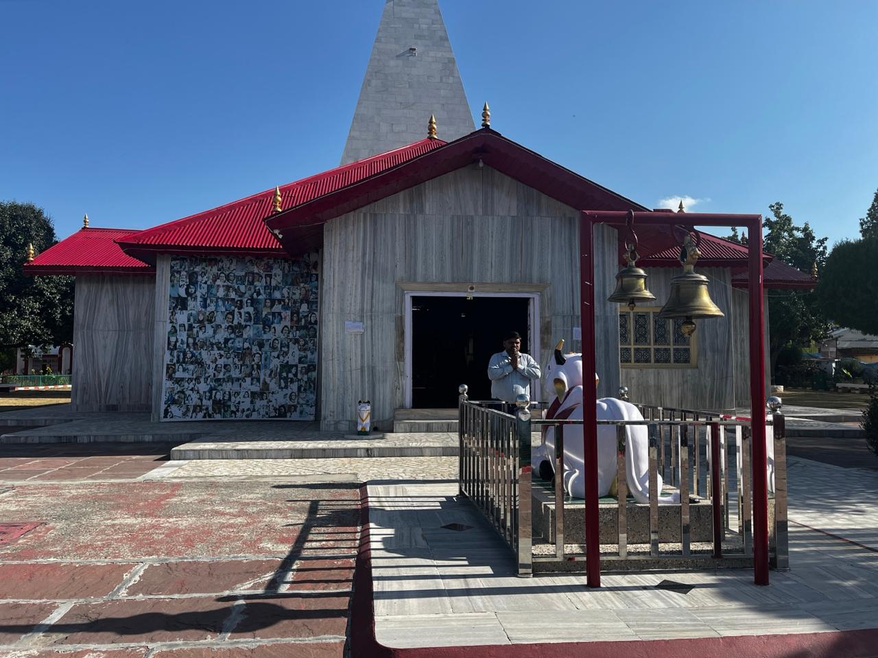 Temple courtyard with bells